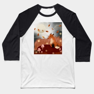 Full Moon Fox Baseball T-Shirt